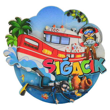 Sığacık Themed Wooden Customised 2D Souvenir Fridge Magnet - 8