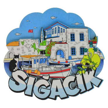 Sığacık Themed Wooden Customised 2D Souvenir Fridge Magnet - 9