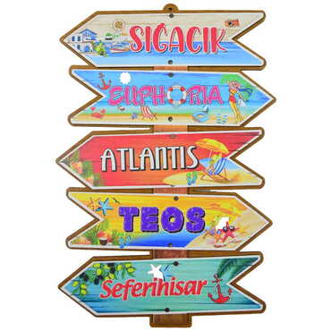 Sığacık Themed Wooden Customised Door Sign Board 200x290 Mm - 7