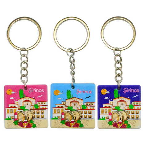 Şirince Themed Customised Uv Printed Plastic Base Round Keyring 40x108 mm - 2