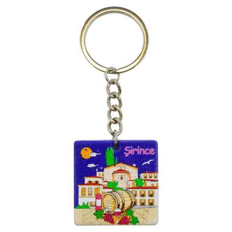 Şirince Themed Customised Uv Printed Plastic Base Round Keyring 40x108 mm - 3