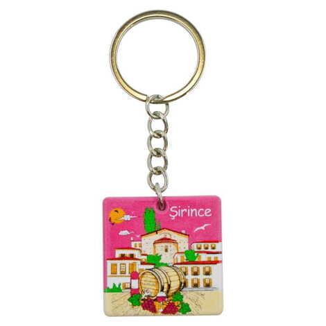 Şirince Themed Customised Uv Printed Plastic Base Round Keyring 40x108 mm - 5