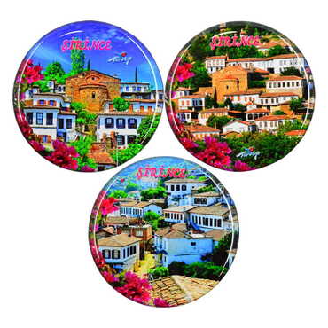 Şirince Themed Epoxy Dome Round Souvenir Fridge Magnet 67 mm - 2