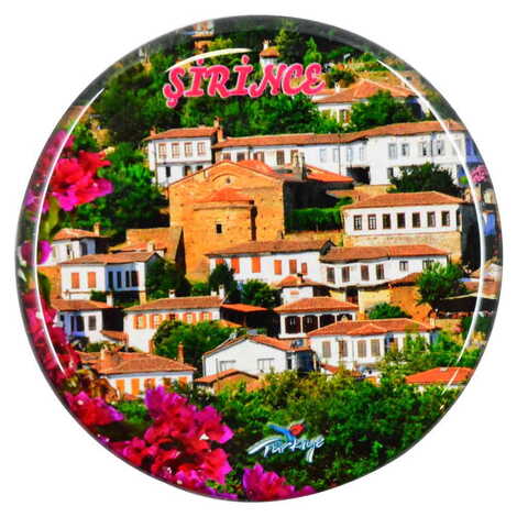 Şirince Themed Epoxy Dome Round Souvenir Fridge Magnet 67 mm - 3