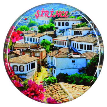 Şirince Themed Epoxy Dome Round Souvenir Fridge Magnet 67 mm - 4