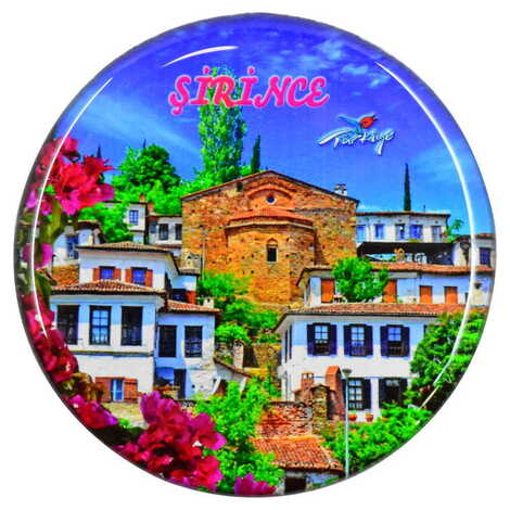 Şirince Themed Epoxy Dome Round Souvenir Fridge Magnet 67 mm - 5