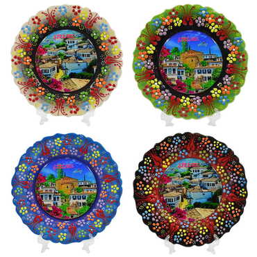 Şirince Themed Turkish Ceramic Plate With Epoxy 18 Cm - 4