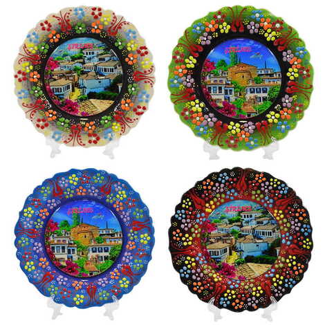 Şirince Themed Turkish Ceramic Plate With Epoxy 18 Cm - 4