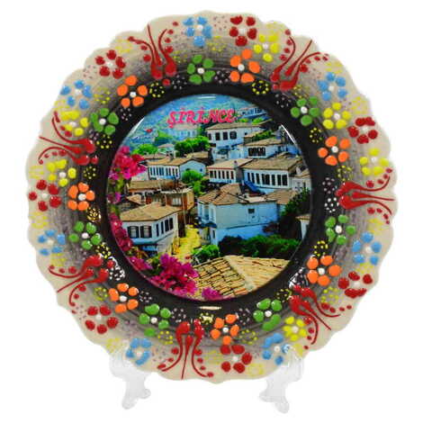 Şirince Themed Turkish Ceramic Plate With Epoxy 18 Cm - 5