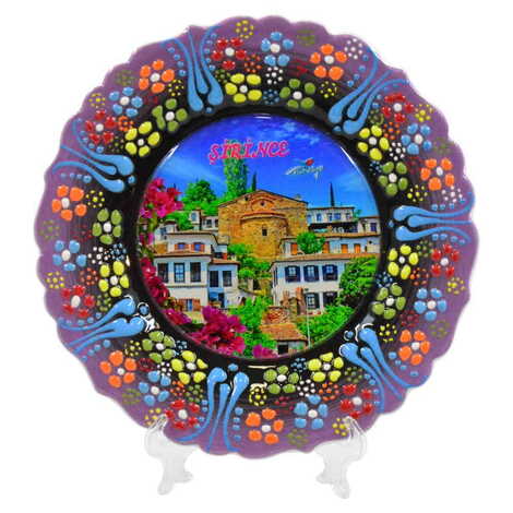 Şirince Themed Turkish Ceramic Plate With Epoxy 18 Cm - 10