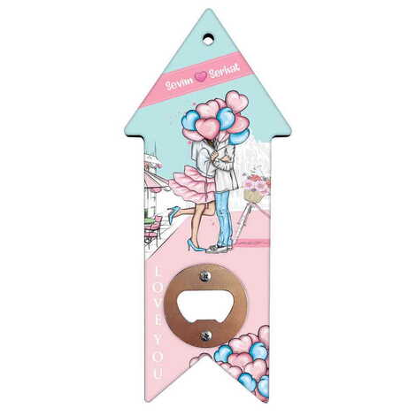 Sweetheart Themed Arrow Shaped Printed MDF Wooden Bottle Opener 193x82 mm - 2