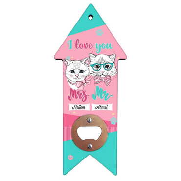 Sweetheart Themed Arrow Shaped Printed MDF Wooden Bottle Opener 193x82 mm - 4