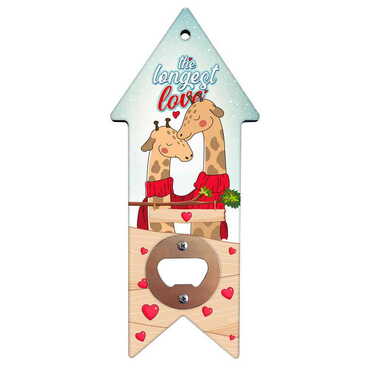 Sweetheart Themed Arrow Shaped Printed MDF Wooden Bottle Opener 193x82 mm - 5