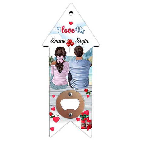 Sweetheart Themed Arrow Shaped Printed MDF Wooden Bottle Opener 193x82 mm - 6