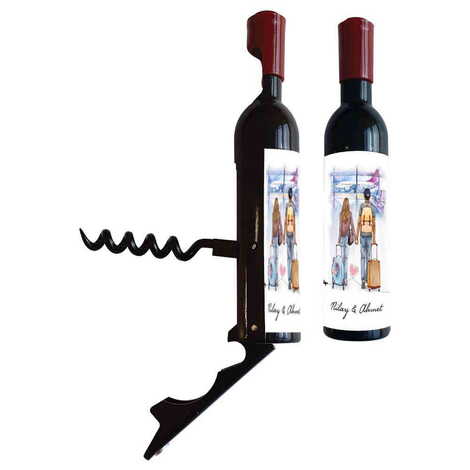 Sweetheart Themed Bottle Shaped Metal Wine Bottle Corkscrew Opener-Magnetic 115x25x25 mm - 4