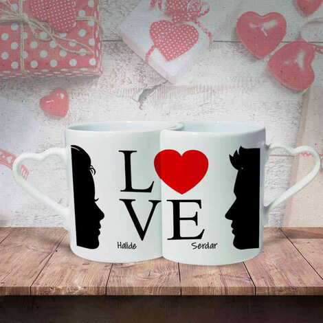 Sweetheart Themed Ceramic Couple Mug Set - 3