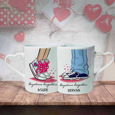 Sweetheart Themed Ceramic Couple Mug Set - 5