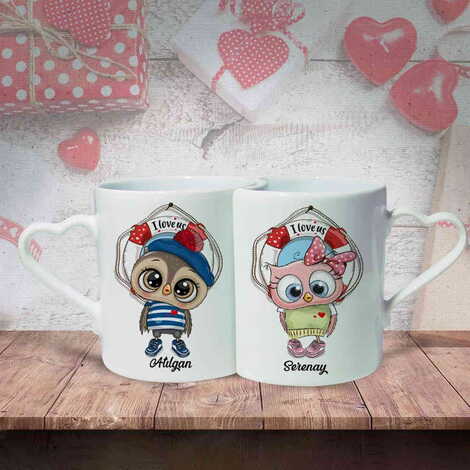 Sweetheart Themed Ceramic Couple Mug Set - 6