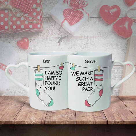 Sweetheart Themed Ceramic Couple Mug Set - 7