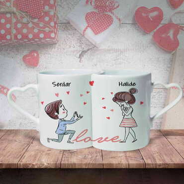 Sweetheart Themed Ceramic Couple Mug Set - 8