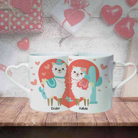 Sweetheart Themed Ceramic Couple Mug Set - 9