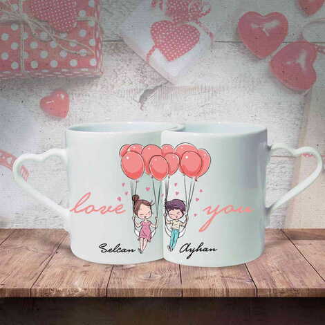 Sweetheart Themed Ceramic Couple Mug Set - 11