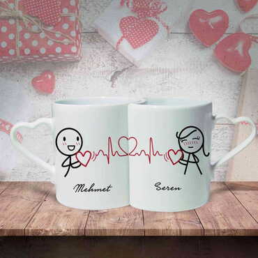 Sweetheart Themed Ceramic Couple Mug Set - 12