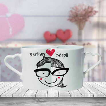 Sweetheart Themed Ceramic Couple Mug Set - 14