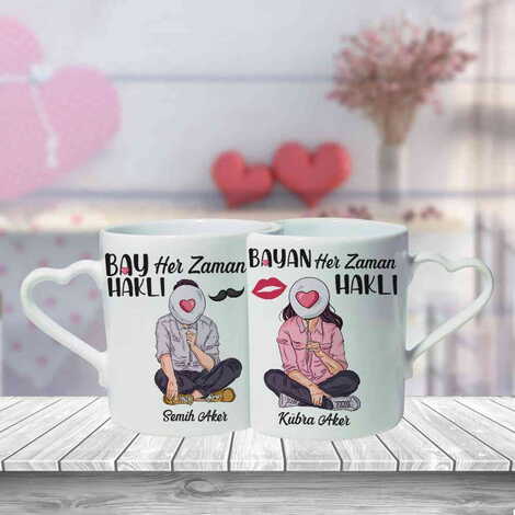 Sweetheart Themed Ceramic Couple Mug Set - 17