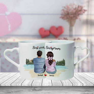 Sweetheart Themed Ceramic Couple Mug Set - 18