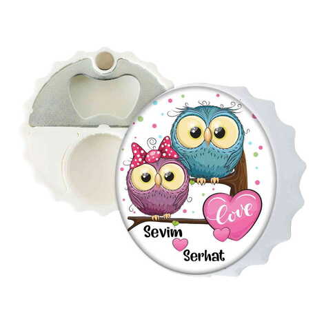 Sweetheart Themed Customised UV Printed Bottle Cap Shaped Plastic Base Bottle Opener 58x15 mm - 3