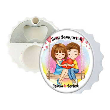 Sweetheart Themed Customised UV Printed Bottle Cap Shaped Plastic Base Bottle Opener 58x15 mm - 5