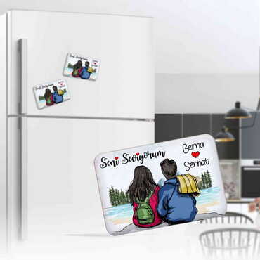 Sweetheart Themed Customised UV Printed Plastic Base Rectangle Fridge Magnet 80x50 mm - Myros