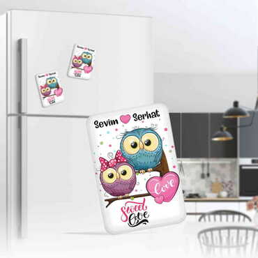 Sweetheart Themed Customised UV Printed Plastic Base Rectangle Fridge Magnet 80x50 mm - 6