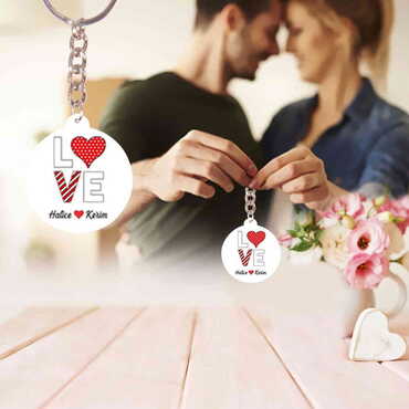 Sweetheart Themed Customised UV Printed Plastic Base Square Keyring 38x100 mm - 7