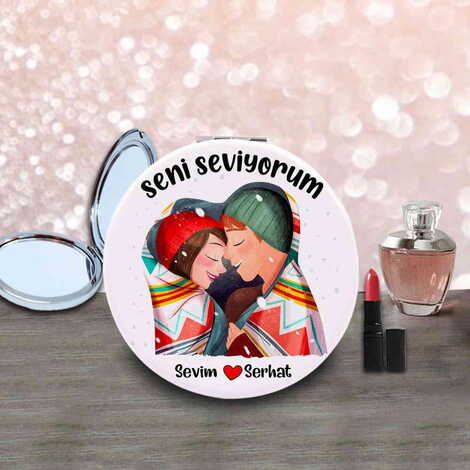 Sweetheart Themed Customised Uv Printed Round Compact Mirror 72x11 mm - 2