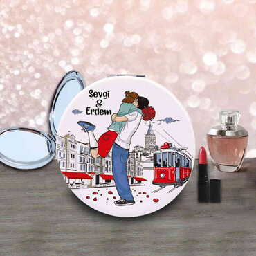 Sweetheart Themed Customised Uv Printed Round Compact Mirror 72x11 mm - 3