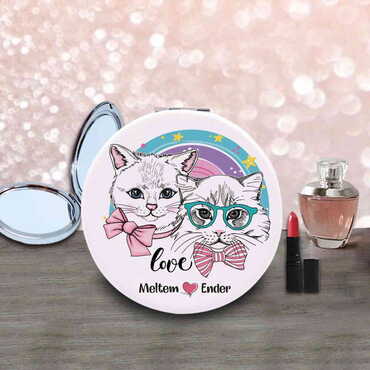 Sweetheart Themed Customised Uv Printed Round Compact Mirror 72x11 mm - 5