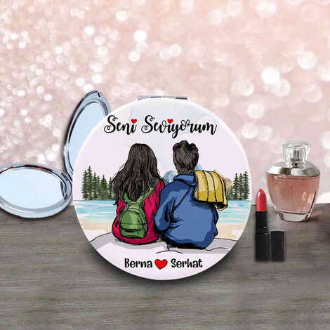 Sweetheart Themed Customised Uv Printed Round Compact Mirror 72x11 mm - 6