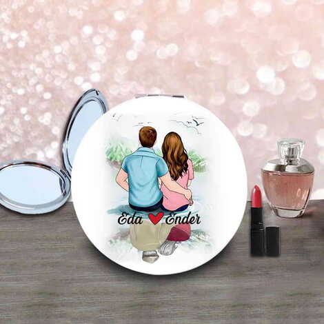 Sweetheart Themed Customised Uv Printed Round Compact Mirror 72x11 mm - 9