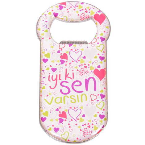 Sweetheart Themed Customizable Metal Magnetic Bottle Opener 90x45 mm - 4