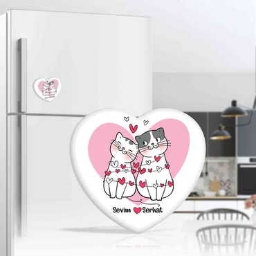 Sweetheart Themed Epoxy Dome Heart Souvenir Fridge Magnet 65x60 mm - 6