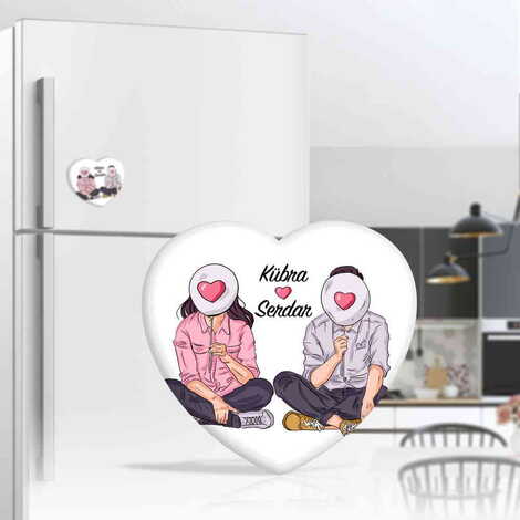 Sweetheart Themed Epoxy Dome Heart Souvenir Fridge Magnet 65x60 mm - 7