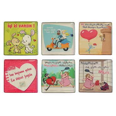 Sweetheart Themed Epoxy Dome Square Souvenir Fridge Magnet 65x65 mm - 2