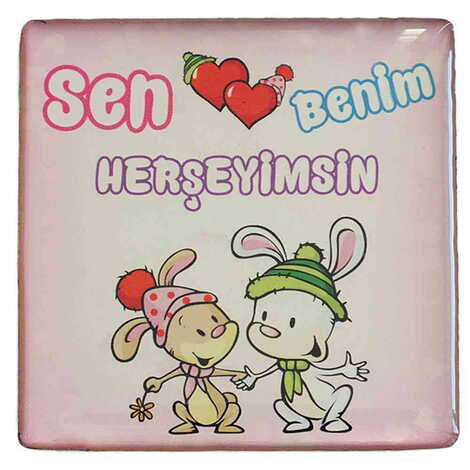 Sweetheart Themed Epoxy Dome Square Souvenir Fridge Magnet 65x65 mm - 6