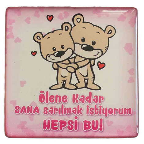 Sweetheart Themed Epoxy Dome Square Souvenir Fridge Magnet 65x65 mm - 9