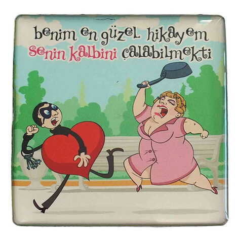 Sweetheart Themed Epoxy Dome Square Souvenir Fridge Magnet 65x65 mm - 13