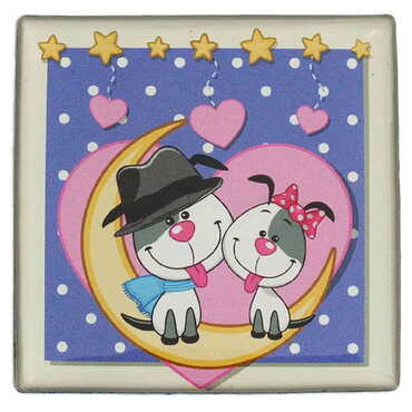 Sweetheart Themed Epoxy Dome Square Souvenir Fridge Magnet 65x65 mm - 33