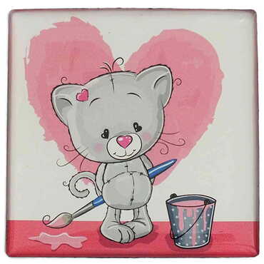 Sweetheart Themed Epoxy Dome Square Souvenir Fridge Magnet 65x65 mm - 34