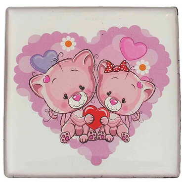 Sweetheart Themed Epoxy Dome Square Souvenir Fridge Magnet 65x65 mm - 35